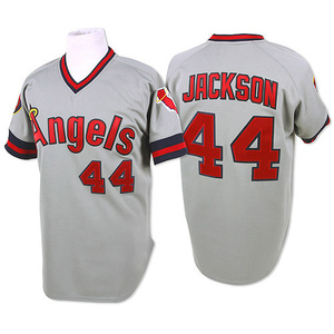 Men's Los Angeles Angels of Anaheim Reggie Jackson Replica Grey Throwback Jersey