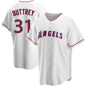 Men's Los Angeles Angels of Anaheim Ty Buttrey Replica White Home Jersey